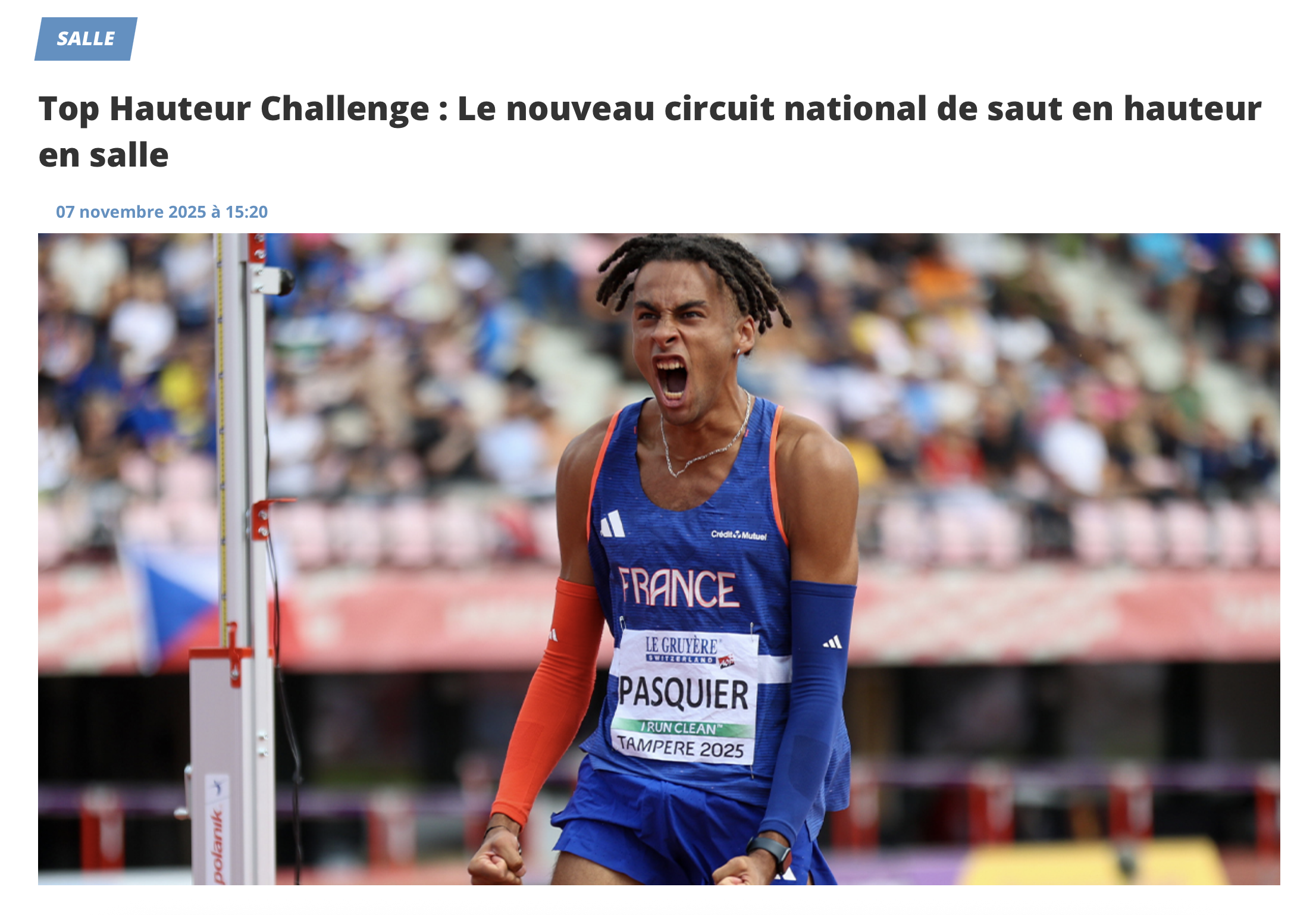 TOP HAUTEUR Challenge : Le nouveau circuit national de saut en hauteur en salle.